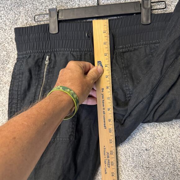 Athleta Pants Womens 4P Black Linen Jogger Elastic Waist Zip Pockets Cuffed - Picture 5 of 16
